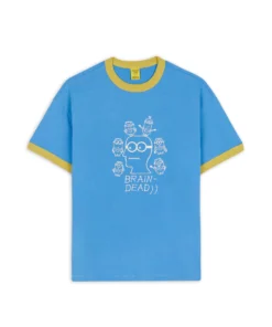 BRAIN DEAD X MINIONS SHORT SLEEVE RINGER T-SHIRT - BLUE