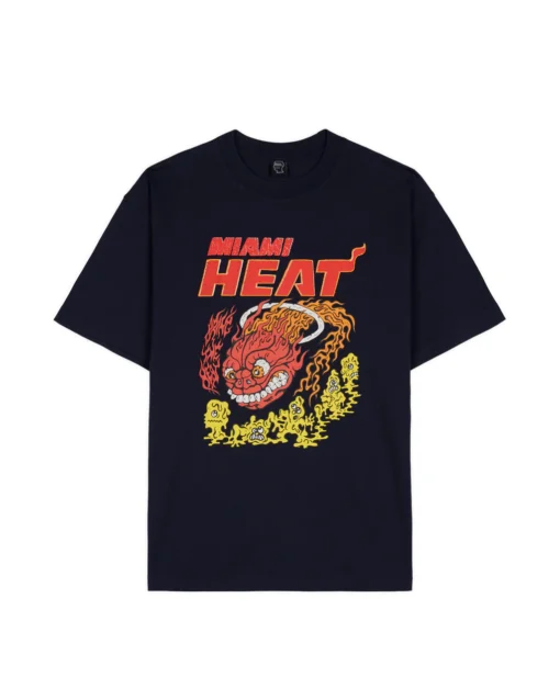 BRAIN DEAD X NBA MIAMI HEAT T-SHIRT - NAVY