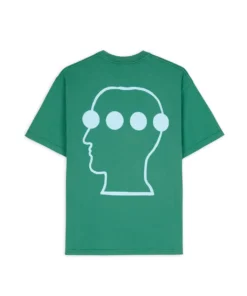 BRAIN DEAD X THEM SKATES LOGO HEAD DOTS T-SHIRT - GREEN