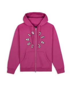 COLLEGIATE ZIP UP HOODIE - FUCSHIA