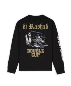 BRAIN DEAD X DJ RASHAD DOUBLE CUP LONG SLEEVE T-SHIRT - BLACK