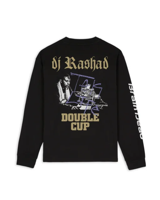 BRAIN DEAD X DJ RASHAD DOUBLE CUP LONG SLEEVE T-SHIRT - BLACK